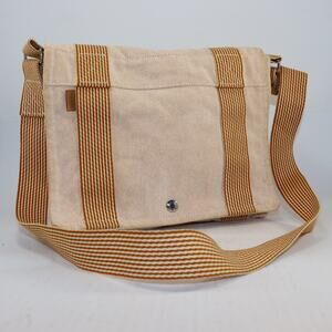 Hermès Air Line Bassus Canvas Messenger Bag Orange Stripe Shoulder Tote